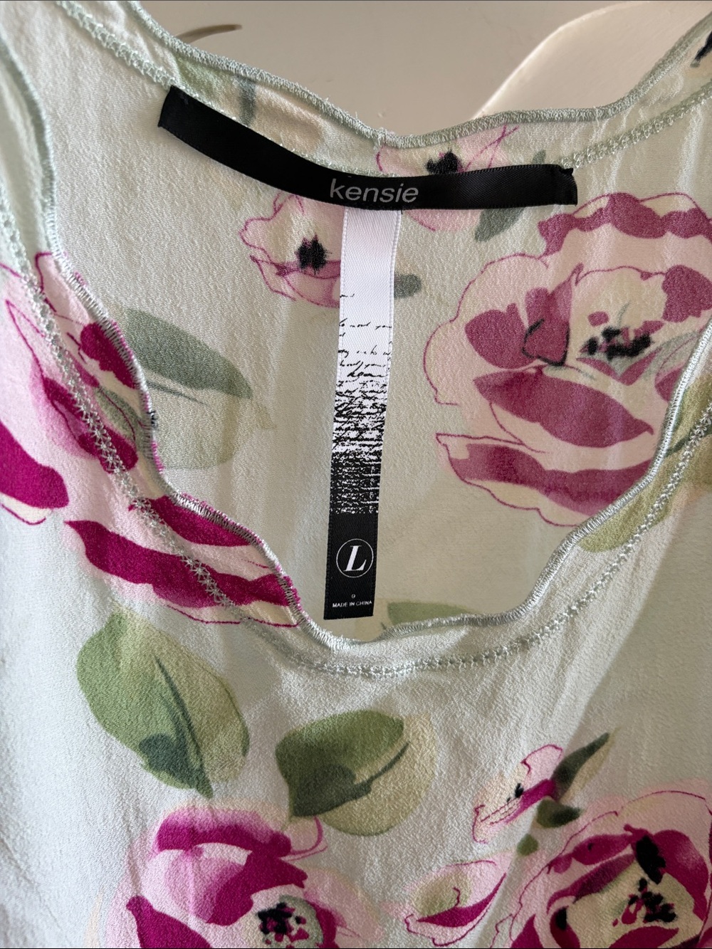 Kenzie Light Green Blouse with Pink Floral Print - Picture 2 of 3